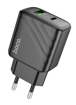 Мережевий зарядний пристрій hoco cs23a 30w / 3a usb+type-c зі швидкою зарядкою black