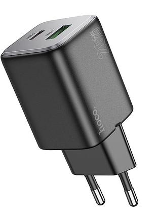 Сетевое зарядное устройство hoco n41 gan pd20w / 3a usb+type-c с быстрой зарядкой black