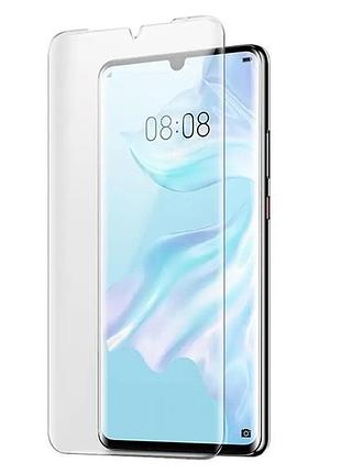 Захисне скло fiji curved uv для huawei p30 pro анти-відбитки (з клеєм та уф лампой) clear