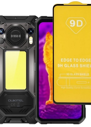 Защитное стекло tdg 9d для oukitel wp61 / wp61 plus / wp61 ultra / ti полная проклейка черный