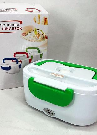 Ланч бокс електричний з підігрівом lunch heater 220 v pro, термос для їжі для дітей green