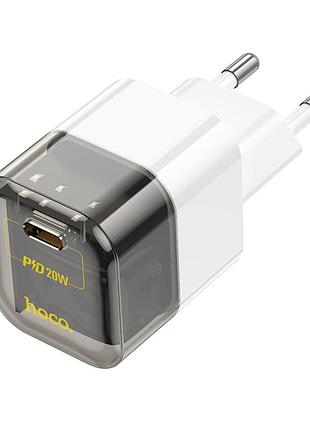 Мережевий зарядний пристрій hoco c125a pd20w / 3a type-c зі швидкою зарядкою black