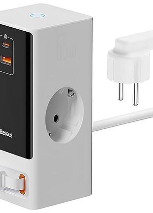 Подовжувач мережі baseus pslr000 os powercombo digital powerstrip вбудований висувний кабель usb-c, з двома розетками змінного