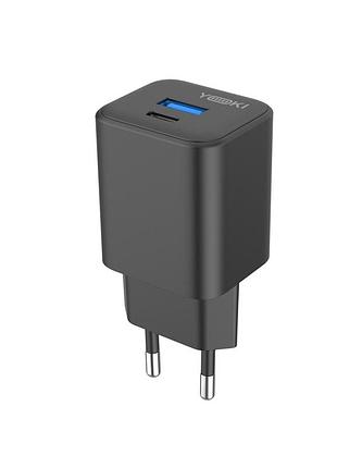 Мережевий зарядний пристрій yoki fluxgan yk-gan25fac 1 type-c+1usb pd&qc 25w чорний