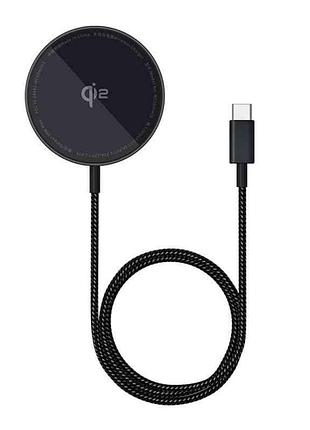 Беспроводное зарядное устройство baseus simple mini4 air qi2 15w для зарядки iphone / xiaomi с type-c и магнитным креплением black