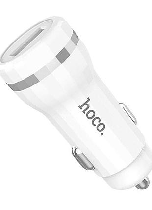 Автомобільний зарядний пристрій hoco z27a зі швидкою зарядкою qc3.0 18w / 3a usb white