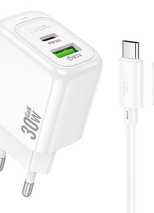 Сзу hoco cs55a surplus pd30w+qc3.0 (1usb-a/1c) + кабель type-c to lightning