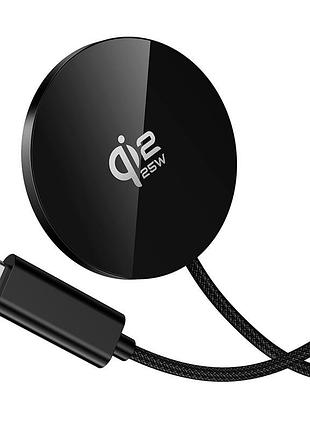 Беспроводное зарядное устройство hoco cw63 pro qi2 25w для зарядки iphone / xiaomi с type-c и магнитным креплением black