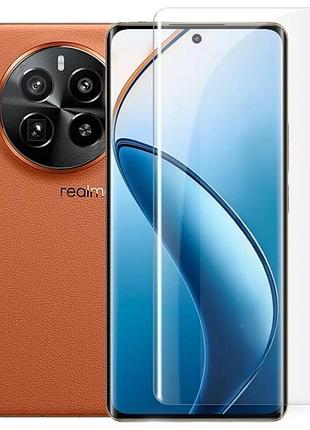 Захисне скло fiji curved uv для realme gt5 pro анти-відбитки (з клеєм та уф лампой) clear