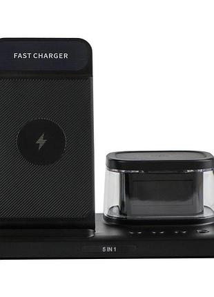 Бездротовий зарядний пристрій wuw h33 5in1 15 w ip version qi magsafe black (33580_3210087)