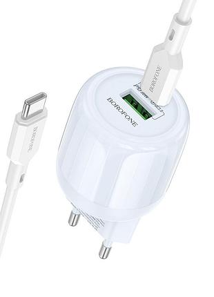 Сзу borofone ba94a lustrous pd30w+qc3.0 (1usb-a/1c) + кабель type-c to type-c