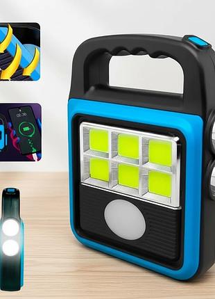 Ліхтар прожектор usb із сонячною панеллю та повербанком solar led light hs-8020 60 вт водозахисту ip65 top shop ua_