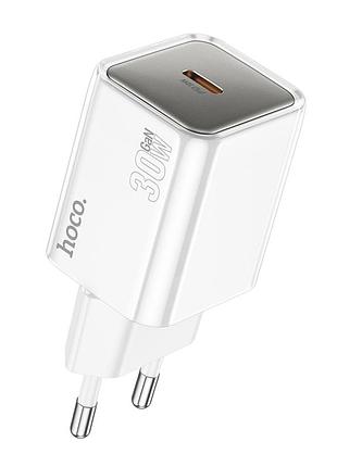 Сетевое зарядное устройство hoco n47 gan pd30w / 3a type-c с быстрой зарядкой white