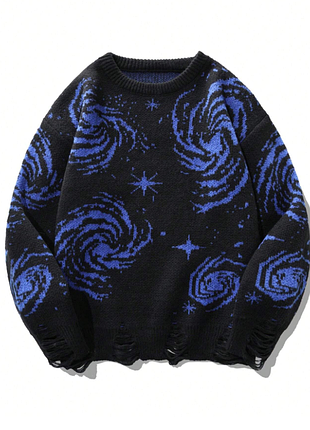 Стильный вязаный свитер в стиле grunge / space print / оверсайз / свитшот / кофта / харадзюка / y2k / пуловер
