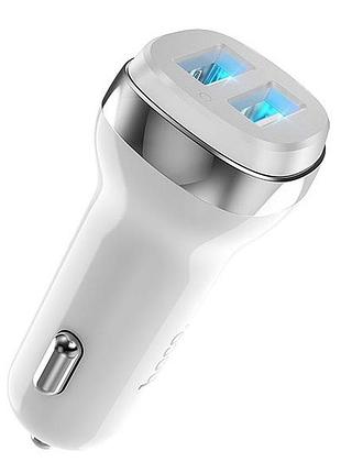 Автомобильное зарядное устройство hoco z40 12w / 2.4a 2usb white