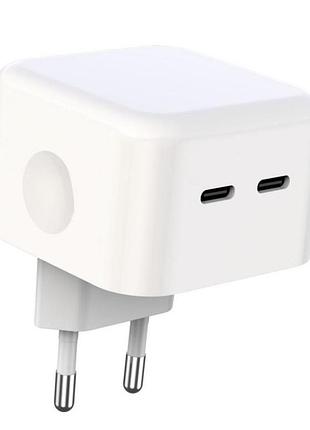 Сетевое зарядное устройство xo l102 pd35w / 3a 2type-c с быстрой зарядкой white