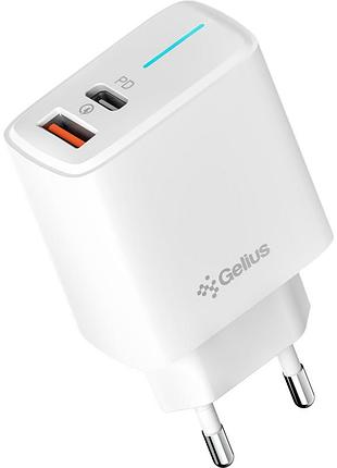 Сетевое зарядное устройство gelius radiance 25w (3.6a) с быстрой зарядкой usb / type-c white (gp-hc058)