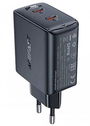 Сетевое зарядное устройство acefast a49 gan pd35w / 3a 2type-c с быстрой зарядкой для apple / samsung black