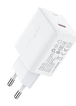 Зарядний пристрій acefast a21 usb-c pd30w max gan gharger 3a white