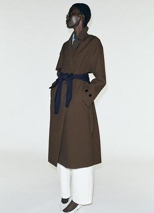 Тренч коричневый женский water-repellant windproof zara new