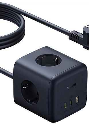Подовжувач baseus enerfill fa11 pd67w+qc3.0 (1usb-a/2c/2socket) (1.5m) (efmf67)