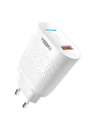 Зарядний пристрій yoki led series yk-qc qc2.0/3.0 afc fcp 18w max dc 5v 3a 9v 2a 12v 1.5a white