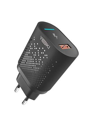 Зарядний пристрій yoki led series yk-qc qc2.0/3.0 afc fcp 18w max dc 5v 3a 9v 2a 12v 1.5a black