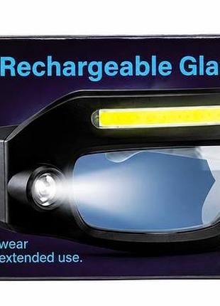 Защитные очки с фонарем аккумуляторные portable rechargeable glasses light bl hp 2608 led cob