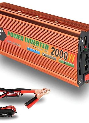 Преобразователь тока, напряжения, инвертор ukc power inverter 2000w от аккумулятора 12v-220v, разъём usb