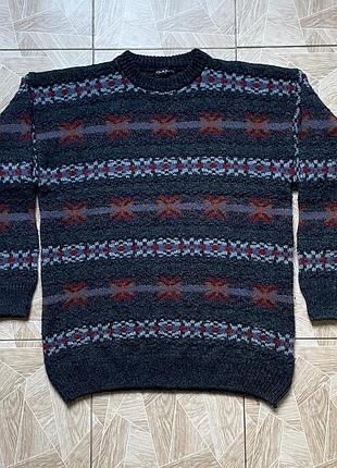 Свитер gant vintage wool blend sweater made in italy fair isle nordic knit jumper l