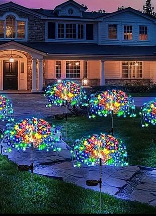 Садовый светильник "фейерверк" на солнечной батарее 200 led цветная подсветка
