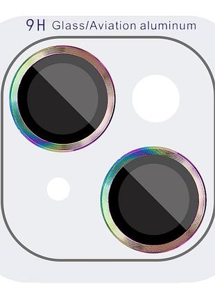 Защитное стекло metal classic на камеру (в упак.) для apple iphone 15 (6.1") / 15 plus (6.7") сиреневый / rainbow