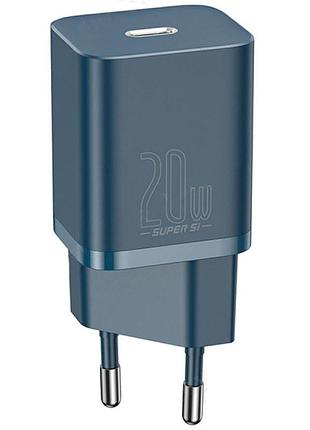 Сзу baseus super si quick charger pd20w (1usb-c) (ccsup-b) синий