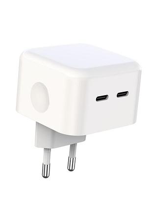 Сетевое зарядное устройство xo l102 eu dual pd2.0/3.0 type-c port 35w qc2.0/3.0 type-c to lightning white