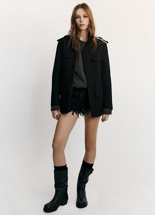 Куртка жіноча бавовняна з кишенями та хлястиками zara new
