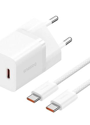 Сзу baseus gan5 fast charger mini pd30w (1usb-c) + кабель type-c to type-c (p10110902) moon white