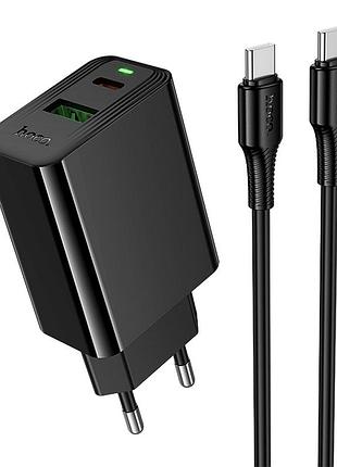 Сетевое зарядное устройство hoco cs95a 1usb/1usb-c qc/pd 30w+type-c to type-c чорний