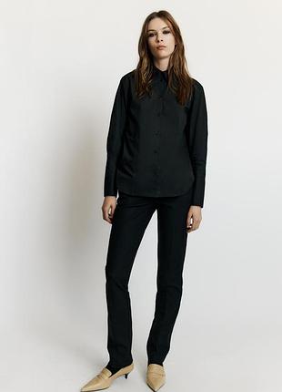 Рубашка женская поплиновая черная широкие манжеты zara new