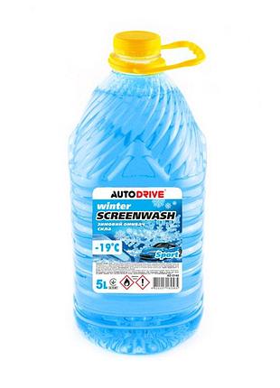 Омивач скла зимовий autodrive sport -19°c 5л синя рідина для очищення скла автомобіля від льоду та бруду ku-22