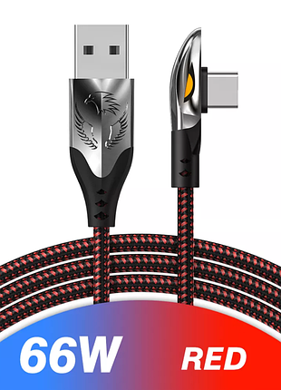 Кутовий кабель 90 градусів 66w 6a usb type-c, зарядний шнур для швидкого заряджання телефону s1-1