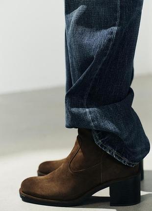 Ботинки женские из замшевого спилка на пдиборах zara new