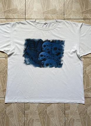 Футболка rock metallica ninja star blue skulls double sided band t-shirt 2xl anvil white