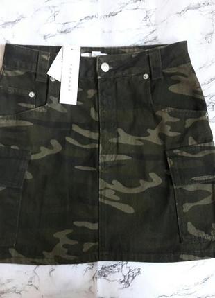 Миллитари военная юбка с карманами завышенная с биркой2 фото