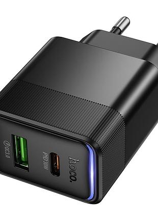 Сетевое зарядное устройство hoco cs112a 1usb/1usb-c qc/pd 30w чорний