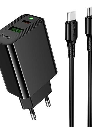 Сетевое зарядное устройство hoco cs94a 1usb-c/1usb pd/qc 20w+type-c to type-c черное