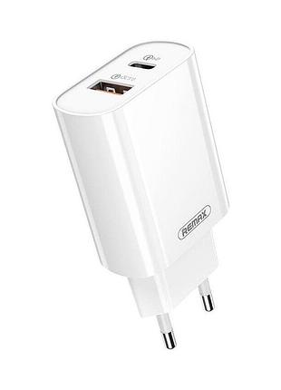 Мережевий зарядний пристрій remax jane series qc3.0+pd 20w gan fast charger rp-u37 eu-white