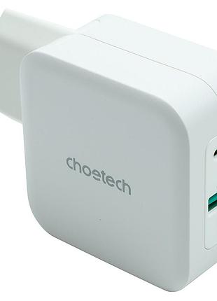 Зарядное устройство choetech gan usb type-c, type-a 65w, pd, qc