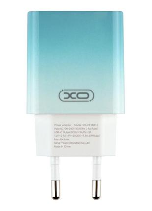 Сетевое зарядное устройство xo ce18 fasr charger разъем type-c pd/qc 30w blue