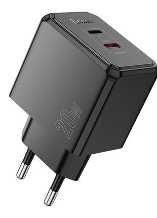 Сетевое зарядное устройство hoco cs16a dual port разъемы type-c, lightning,поддержка быстрой зарядки pd/qc 20w и технологии pps