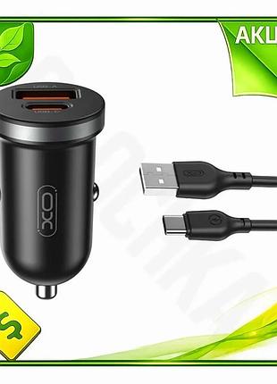 Ve автомобільний зарядний пристрій xo new version cc56 30w usb-c usb-a для смартфонів та планшетів зар n6w_ver